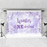 Lofaris Winter Onederland Purple Snowflake Birthday Backdrops